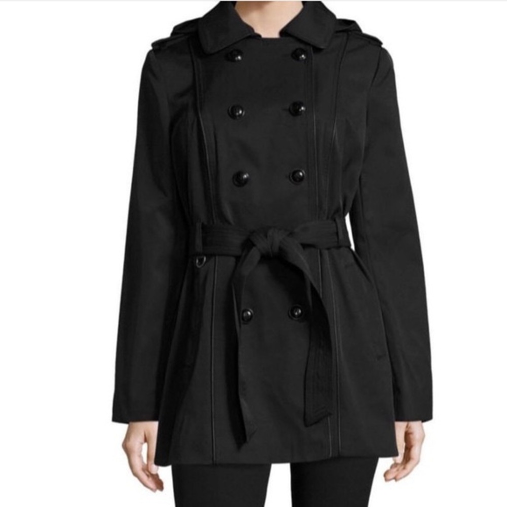 Worthington Black Hooded Trench Coat